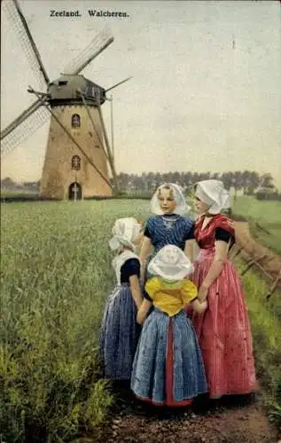 Ak Walcheren Zeeland, Kinder, Windmühle, Nenke und Ostermaier 175 3080