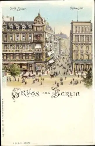 Litho Berlin Mitte, Unter den Linden Ecke Friedrichstraße, Café Bauer, Kranzler