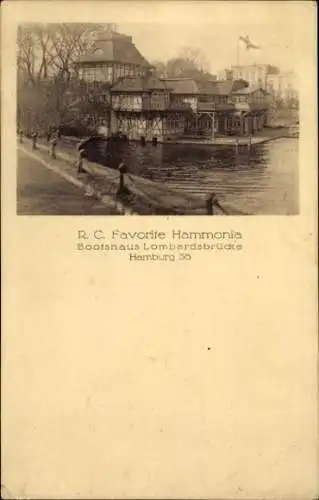 Ak Hamburg, R. C. Favorite Hammonia, Bootshaus Lombardsbrücke