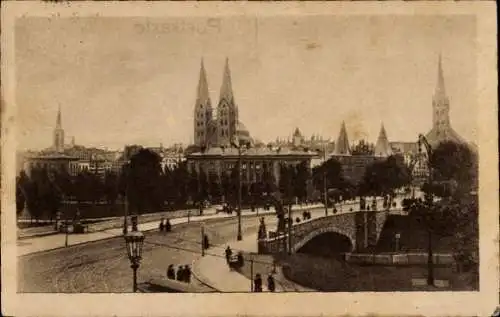 Ak Hansestadt Lübeck, Puppenbrücke