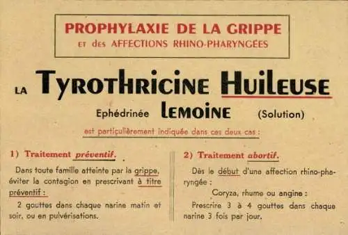 Ak Reklame, Grippeprophylaxe, Oily Tyrothricin, Liposeptine Laboratories