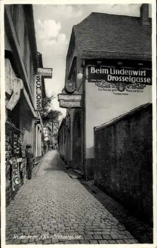 Ak Rüdesheim am Rhein, Drosselgasse, Beim Lindenwirt