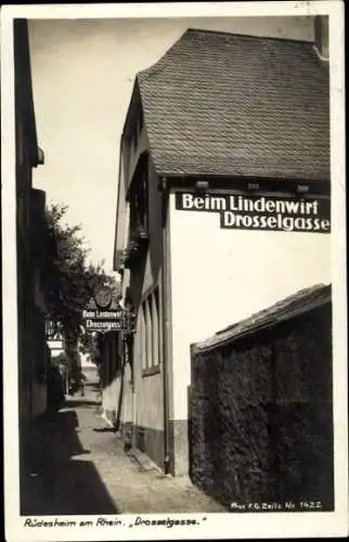 Ak Rüdesheim am Rhein, Drosselgasse, Beim Lindenwirt