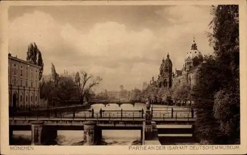 Ak München, Isarbrücke, Deutsches Museum