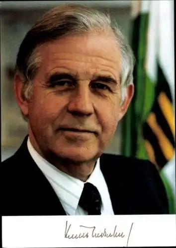 Foto Politiker Kurt Biedenkopf, Ministerpräsident Sachsen, Portrait, Autogramm