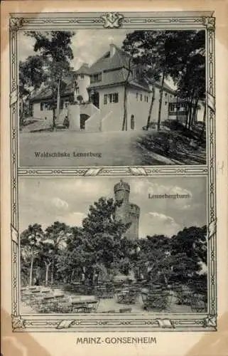 Ak Gonsenheim Mainz am Rhein, Waldschänke Lenneberg, Lennebergturm