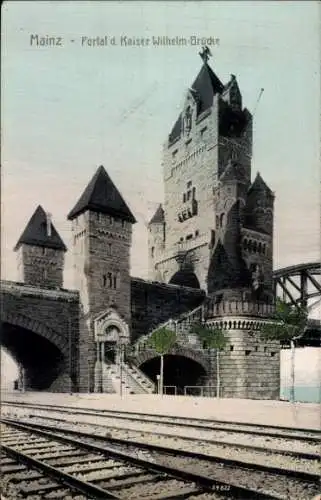 Ak Mainz am Rhein, Kaiser Wilhelm-Brücke, Portal