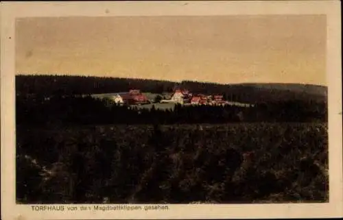 Ak Torfhaus Altenau Schulenberg Clausthal Zellerfeld im Oberharz, Blick von Magdbettklippen