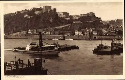 Ak Ehrenbreitstein Koblenz am Rhein, Festung, Schiffe