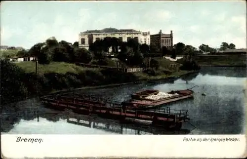 Ak Hansestadt Bremen, kleine Weser, Teilansicht