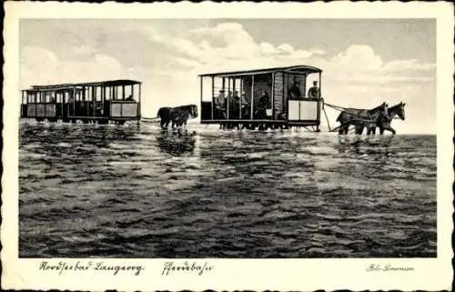 Ak Nordseebad Langeoog Ostfriesland, Pferdebahn