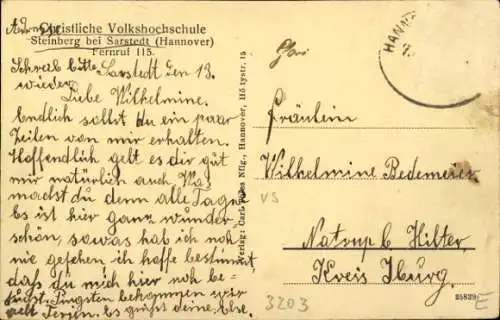 Ak Steinberg Sarstedt in Niedersachsen, christliche Volkshochschule, Villa Steinberg