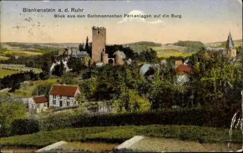 Ak Blankenstein an der Ruhr Hattingen, Burg Blankenstein, Gethmannsche Parkanlagen, Hotel Petring