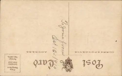 Passepartout Ak Landschaft, Mann in einem Ruderboot, Haus