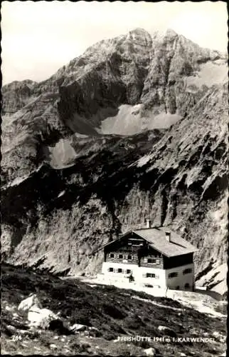 Ak Pfeishütte mit Karwendel