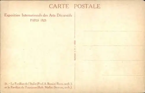 Ak Paris, Ausstellung für dekorative Kunst 1925, Italien-Pavillon