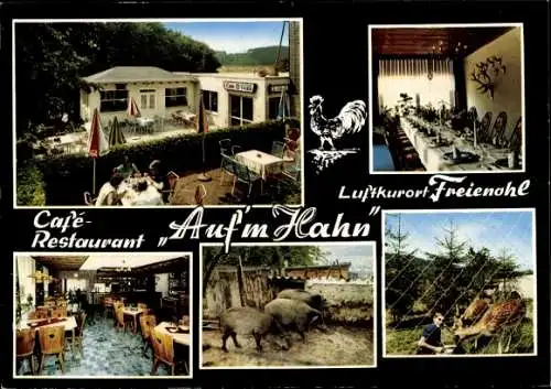 Ak Freienohl Meschede im Sauerland, Cafe Restaurant Aufm Hahn, Wildschweine, Rotwild, Gastraum