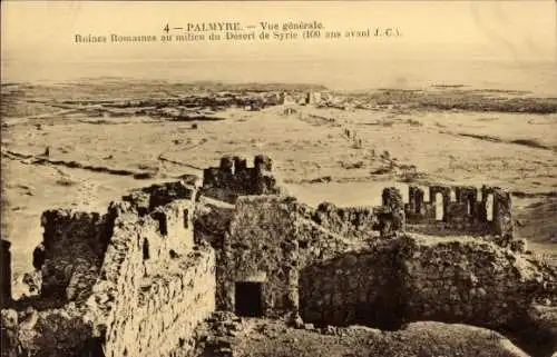 Ak Palmyra Syrien, Vue generale, Ruines Romaines, Römische Ruinen, Wüste