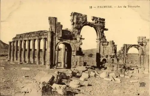 Ak Palmyra Syrien, Arc de Triomphe, antike Stätte, Säulen, Triumphbogen