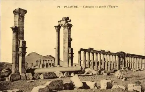 Ak Palmyra Syrien, Colonnes de granit d'Egypte, antike Stätte, Säulen