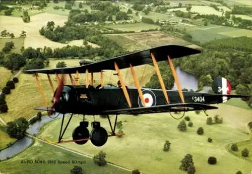 Ak Britisches Militärflugzeug Avro 504 K 1913