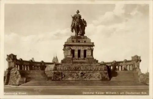 Ak Koblenz am Rhein, Denkmal Kaiser Wilhelm I., Deutsches Eck