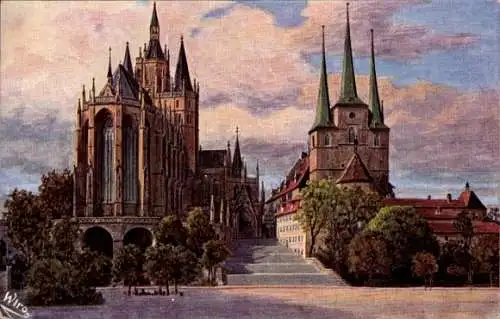 Künstler Ak Erfurt in Thüringen, Dom, Severikirche