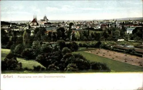 Ak Erfurt in Thüringen, Panorama v. d. Grolmannshöhe