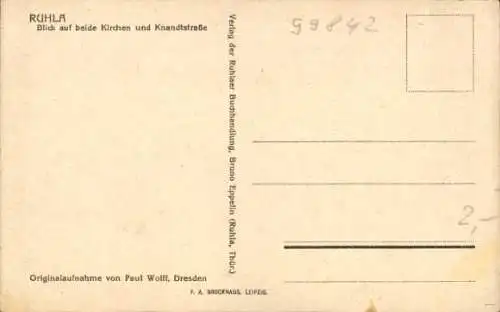 Ak Ruhla in Thüringen, Teilansicht, Kirchen, Knandtstraße