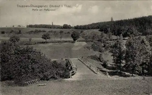 Ak Ohrdruf in Thüringen, Truppen-Übungsplatz, Plattgraben