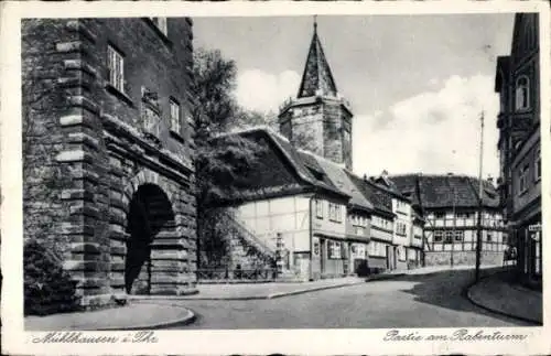 Ak Mühlhausen in Thüringen, am Rabenturm