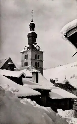 Ak Megève Haute Savoie, Kirche, Winter