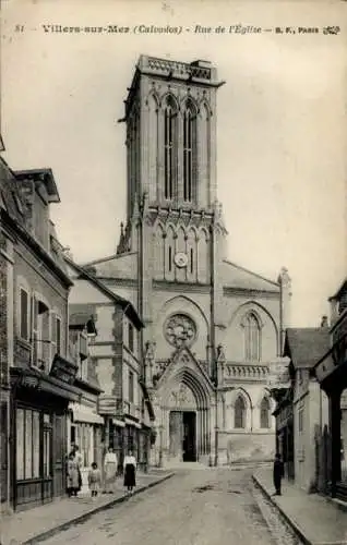 Ak Villers sur Mer Calvados, Rue de l'Eglise