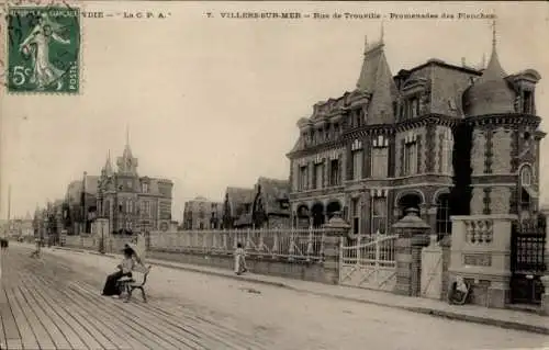 Ak Villers sur Mer Calvados, Route de Trouville, Promenades des Planches