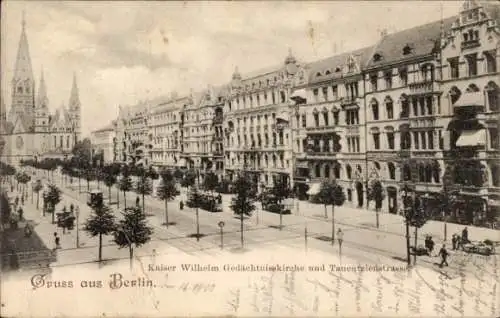 Ak Berlin Charlottenburg, Kaiser Wilhelm Gedächtniskirche, Tauentzienstraße