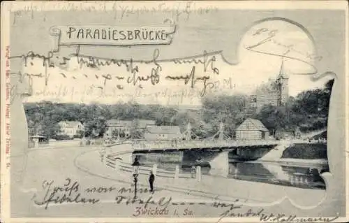 Passepartout Ak Zwickau in Sachsen, Paradiesbrücke