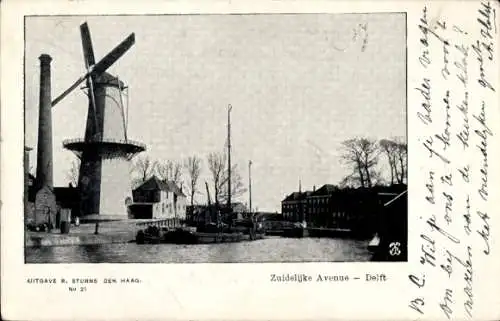 Ak Delft Südholland Niederlande, Southern Avenue, Mill