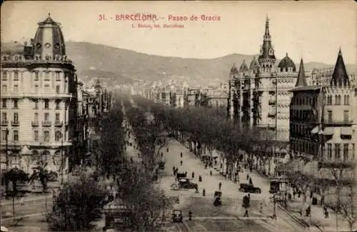 Ak Barcelona Katalonien Spanien, Paseo de Gracia