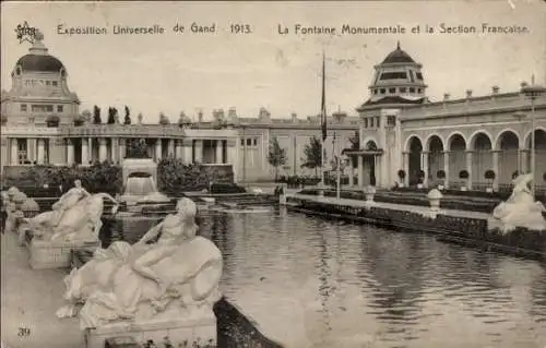 Ak Gent Gent Ostflandern, Weltausstellung 1913, Monumentalbrunnen