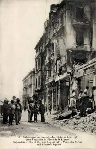 Ak Saloniki Thessaloniki Griechenland, Brand der Stadt 1917, Venizelos-Straße