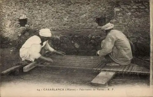 Ak Casablanca Marokko, Weber bei der Arbeit