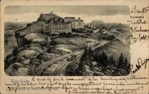 Litho Rigi Kulm Kanton Schwyz, Gesamtansicht, Hotels