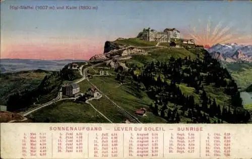 Ak Rigi Staffel Kanton Schwyz, Gesamtansicht, Rigi Kulm, Sonnenaufgang