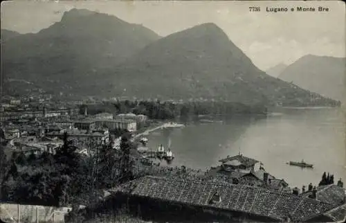 Ak Lugano Kanton Tessin Schweiz, Gesamtansicht, Monte Bre