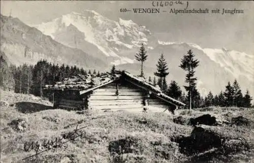 Ak Wengen Kanton Bern, Alpenlandschaft, Jungfrau