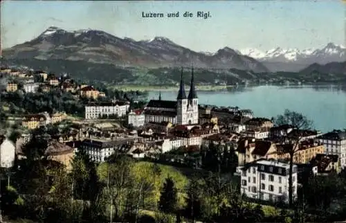 Ak Luzern Stadt Schweiz, Gesamtansicht, Rigi