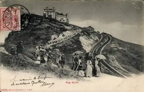 Ak Rigi Kulm Kanton Schwyz, Hotel, Spaziergänger