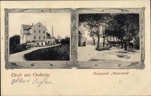 Ak Oederan in Sachsen, Restaurant Marienbad, Gartenansicht