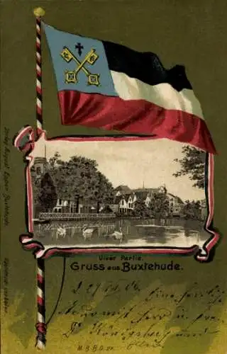 Passepartout Ak Buxtehude in Niedersachsen, Viver, Fahne