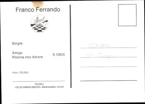 Ak Schauspieler Franco Ferrando, Portrait, Autogramm